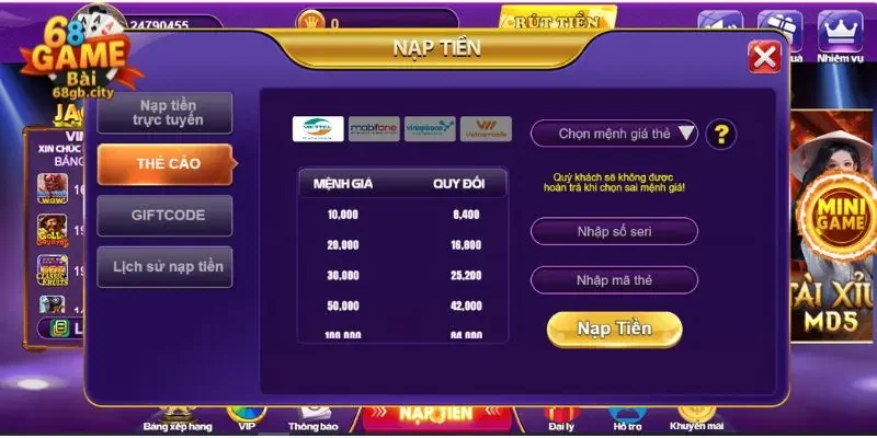 Nạp rút tiền 68gamebai 1 Các bước nạp tiền, rút tiền 68gamebai hiệu quả cho tân thủ