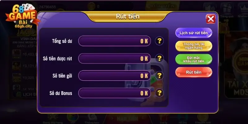 Nạp rút tiền 68gamebai 2 Quy định cần nắm khi nạp rút tiền tại cổng game